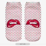 DOT LIPS 3D socks Harajuku Style Print harry women Socks Casual Charactor Socks Unisex Low Cut Ankle Sock