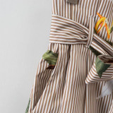 DOSOMA 2017 Women Summer Pants High Waist Lace-Up Wide Leg Pants Causal Floral Print Striped Calf-Length Pants Trousers Women