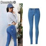 Dooratu High Waist Jeans Woman Skinny Push Up Jeans Slim Blue Denim Pencil Pants Stretch Female Plus Size Sexy Jeans Pants Calca