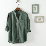 Dioufond Women Korean Style Shirts Fashion V-Neck Blouse Casual Cotton Shirt Ladies Pocket Tops Female Blusas Femininas