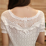 6XL ZANZEA Plus Size Women White Lace Blouse 2018 Summer Short Sleeve Shirt Floral Blouses Hollow Out Casual Top Blusa Femininas