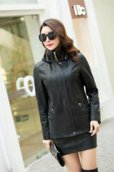 6xl Plus Size Women Clothing Leather Coat Casual Spring Autumn Leather Jacket Woman Blue Black Ladies Outerwear
