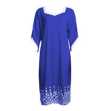 6XL Plus Size Dress Lace Patchwork Women Dress 2017 Summer Large Size Half Sleeve Dresses Casual Loose Elegant Blue Vestidos