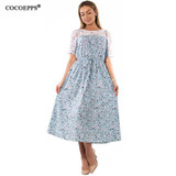 6XL 2018 summer Lace Patchwork women vestidos big sizes vintage casual dress Floral print long dress plus size female maxi dress