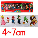 6Pcs/set Super Mario Bros PVC Action Figure Toys Dolls Mario Luigi Yoshi Mushroom Donkey Kong in Gift Box Lovely Kids Gift