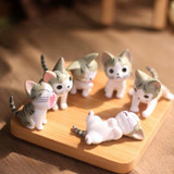 6pcs/Lot Cheese Cat Miniature Figurines Toys Cute Lovely Model Kids Toys 4cm Pvc Japanese Anime Children Figure World 2 Colors