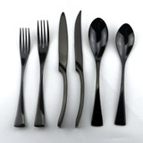 6Pcs/Lot 18/10 Stainless Steel Dinnerware Set Black Cutlery Set Dinner Knife Scoops Silverware Set Fork Tableware Dessert Fork