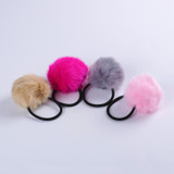 6PCS Artificial Rabbit Fur Ball Elastic Hair Rope Rings Ties Bands Ponytail Holders Girls Hairband Headband Hair Accessories