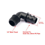 6pcs 1/2 inch-DN20 PE Pipe Male Thread Elbow Barbed Connector PE Garden Hose Parts Horticulture Irrigation System Fittings