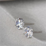 6MM New Fashion 925 Sterling Silver Stud Earrings for Girls Cut Earrings Fashion Sterling Silver Jewelry Brand Ataullah EWS305
