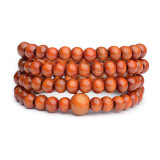 6mm 108 Beads Natural Sandalwood Buddhist Buddha Wood Bracelets Vintage Women Men Jewelry Meditation Prayer Bead Necklace