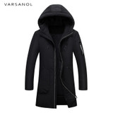 Varsanol Winter Duck Down Mens Long Sleeve Style Coat Casual Men Thick Jacket Slim Hooded High Quality Warm Jacket Outerwear New