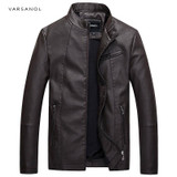 Varsanol Causal Leather Jackets Male Long Sleeve Winter Thick Pocket Mens PU Bomber Outerwear Hot Sale Zipper Brand Clothing2017