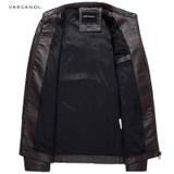 Varsanol Causal Leather Jackets Male Long Sleeve Winter Thick Pocket Mens PU Bomber Outerwear Hot Sale Zipper Brand Clothing2017
