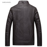 Varsanol Causal Leather Jackets Male Long Sleeve Winter Thick Pocket Mens PU Bomber Outerwear Hot Sale Zipper Brand Clothing2017
