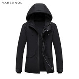 Varsanol Winter Mens Duck Down Jackets Hooded Warm Parkas Thick Casual Style Jacket Slim Overcoat Long Sleeve Outerwear Hot New