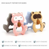 TYRY.HU Silicone Raccoon Teether Silicone Teething Beads Rubber Teething Ring Babies Beads Carrier Baby Safety Holder Accessory TYRY.HU Silicone Raccoon Teether Silicone Teething Beads Rubber Teething Ring Babies Beads Carrier Baby Safety Holder Accessory