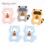 TYRY.HU Silicone Raccoon Teether Silicone Teething Beads Rubber Teething Ring Babies Beads Carrier Baby Safety Holder Accessory TYRY.HU Silicone Raccoon Teether Silicone Teething Beads Rubber Teething Ring Babies Beads Carrier Baby Safety Holder Accessory