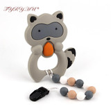 TYRY.HU 1x Silicone Beads Baby Teether Silicone Teething Bead bpa Free Personalized Teething Necklaces Raccoon Silicone Teether