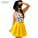 TYJTJY Vestidos Fashion Dress Women 2017 Summer Beach Sleeveless Casual Dresses Party Short Mini Dress Two Piece Women Clothes
