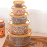 5Pcs Plastic Food Storage Containers Box Set Fresh Refrigerator Seal Box Kitchen Organization