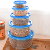 5Pcs Plastic Food Storage Containers Box Set Fresh Refrigerator Seal Box Kitchen Organization