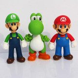 3Pcs/Set Super Mario Bros Luigi Mario Yoshi PVC Action Figures Toys 12cm Approx Great Gift Free Shipping