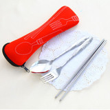 3pcs/set Portable Stainless Steel Tableware Camping Bag Picnic Set Fork Ladle for Picnic Outdoor Travel
