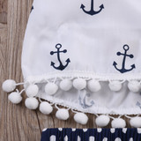 3Pcs/set Infant Baby Girls Clothes Anchor Tops+Polka Dot Briefs+Head Band Outfits Set Sunsuit 0-24M