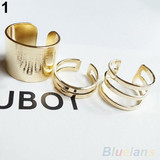 3Pcs/Set Fashion Top Of Finger Over The Midi Tip Finger Above The Knuckle Open Ring 01VW