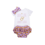3pcs/Set Baby Clothing Set Newborn Toddler Infant Baby Girls Clothes Romper+ Multiple layers Briefs +Headband Outfits Set