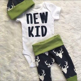 3pcs/Set ! Autumn style infant clothes baby clothing sets boy Cotton Long sleeve Romper+pants+hat 3pcs suit baby boy clothes