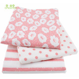 3Pcs/Lot Printed Twill Cotton Fabric For Sewing Quilting/Baby Tissue/Children Bed Sheet/Sleepware/Curtain/ Material Pink 40x50cm