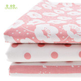 3Pcs/Lot Printed Twill Cotton Fabric For Sewing Quilting/Baby Tissue/Children Bed Sheet/Sleepware/Curtain/ Material Pink 40x50cm