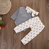 3pcs!2016 New Autumn baby boy clothes set cotton T-shirt+pants+Headband 3pcs Infant clothes newborn baby clothing set