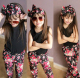 3pcs Toddler Infant Girls Outfits Headband+T-shirt+Floral Pants Outfit Kids Summer Clothes Set 1-8Y