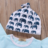 3pcs suit baby boy clothes newborn Baby Boy Girl Kids Elephant Romper +Striped pant +hat Outfits Clothing Set