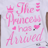 3PCS Set Newborn Clothes The Princess Has Arrived Baby Girl Long Sleeve Bodysuit Tops+Pant Legging Hat Outfit Kid Clothing 0-24M