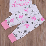 3PCS Set Newborn Clothes The Princess Has Arrived Baby Girl Long Sleeve Bodysuit Tops+Pant Legging Hat Outfit Kid Clothing 0-24M