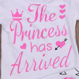 3PCS Set Newborn Clothes The Princess Has Arrived Baby Girl Long Sleeve Bodysuit Tops+Pant Legging Hat Outfit Kid Clothing 0-24M