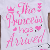 3PCS Set Newborn Clothes The Princess Has Arrived Baby Girl Long Sleeve Bodysuit Tops+Pant Legging Hat Outfit Kid Clothing 0-24M