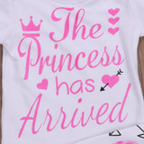 3PCS Set Newborn Clothes The Princess Has Arrived Baby Girl Long Sleeve Bodysuit Tops+Pant Legging Hat Outfit Kid Clothing 0-24M