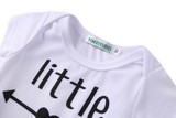 3PCS Set Newborn Baby Clothes Little Sister Print Baby Romper Bodysuit+Striped Pant Headband Outfits Children Clothing Set 0-24M