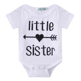 3PCS Set Newborn Baby Clothes Little Sister Print Baby Romper Bodysuit+Striped Pant Headband Outfits Children Clothing Set 0-24M