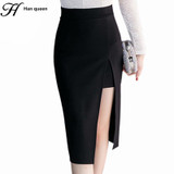 H Han Queen Plus Size Skirts Womens Slim Pencil Skirt Fashion Knee Length High Waist Casual Bodycon Vintage Elegant Split Saia H Han Queen Plus Size Skirts Womens Slim Pencil Skirt Fashion Knee Length High Waist Casual Bodycon Vintage Elegant Split Saia