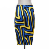 H Han Queen New Slim Vintage High Waist Skirt Plus Size Geometric Printed Pencil Skirts Women Knee-Length Ladies Office Clothing