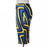 H Han Queen New Slim Vintage High Waist Skirt Plus Size Geometric Printed Pencil Skirts Women Knee-Length Ladies Office Clothing