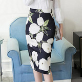 H Han Queen New Print Women Office Skirt Casual Bodycon Vintage Pencil Skirts High Waist Split Package Hip Ladies Saia Plus Size