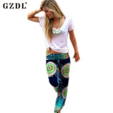 GZDL Women Floral Print Vintage Retro Flare Wide Leg Boho Bohemian Harem Palazzo Trousers Long Pants Pantalon Femme CL2109