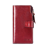 GZCZ Genuine Leather Women Wallet Female zipper Long Walet clamp for money Coin Purse Clutch Card Holder Small Vallet Portomonee